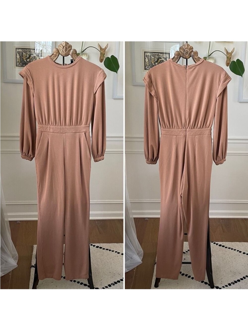 Express Cap Sleeve Lounge Jumpsuit Tan S